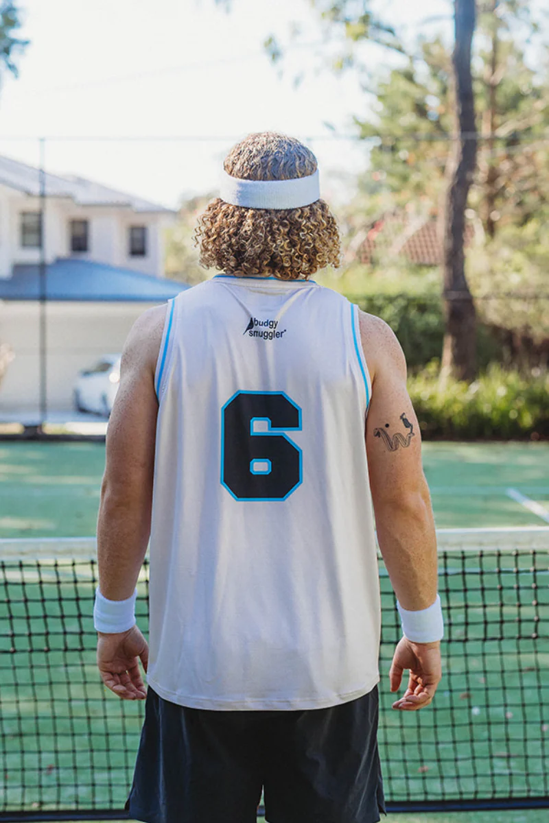 Basketball Singlet in Cream Block - Image 2