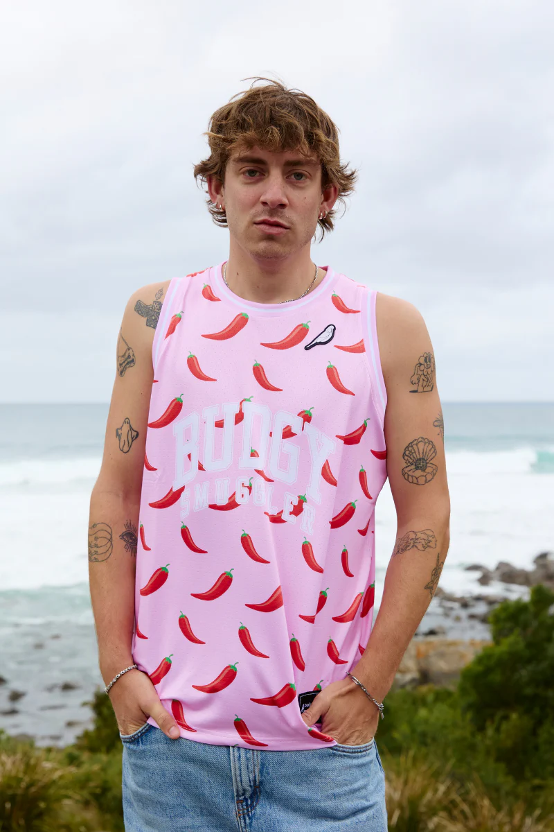 Basketball Singlet in Pink Chilli - Image 4