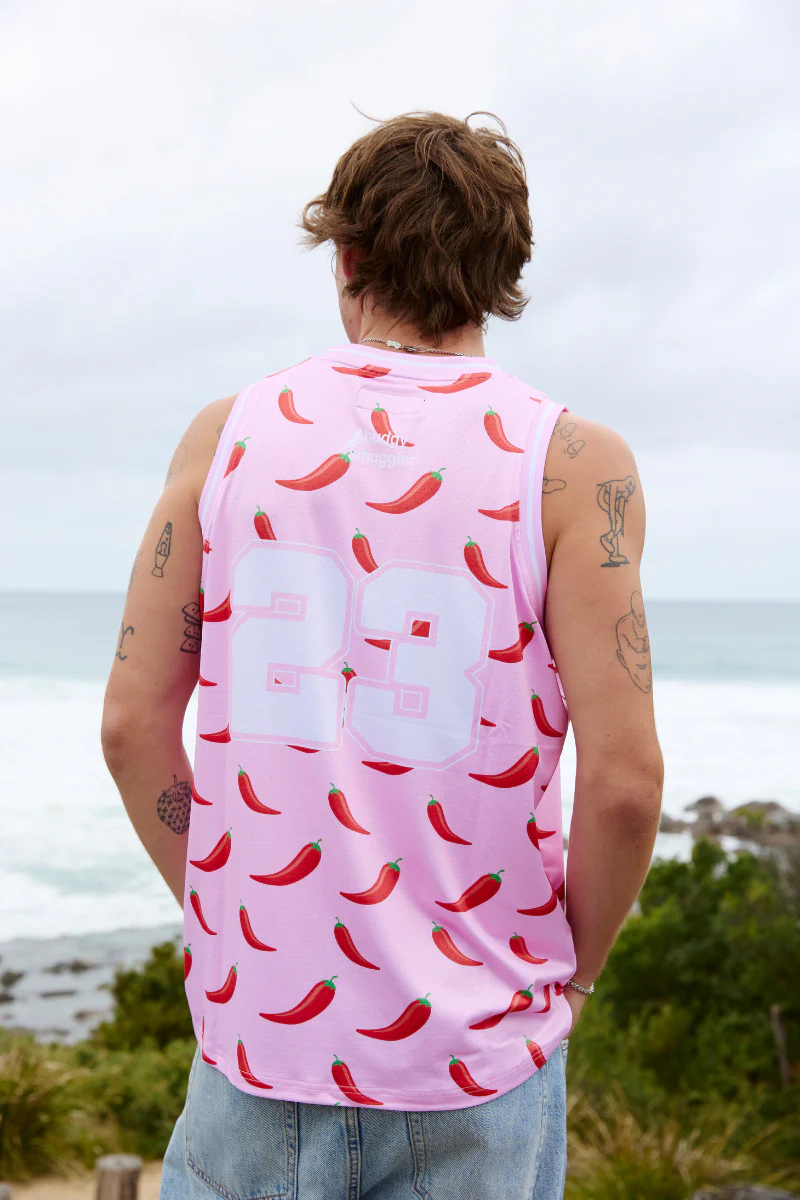Basketball Singlet in Pink Chilli - Image 5