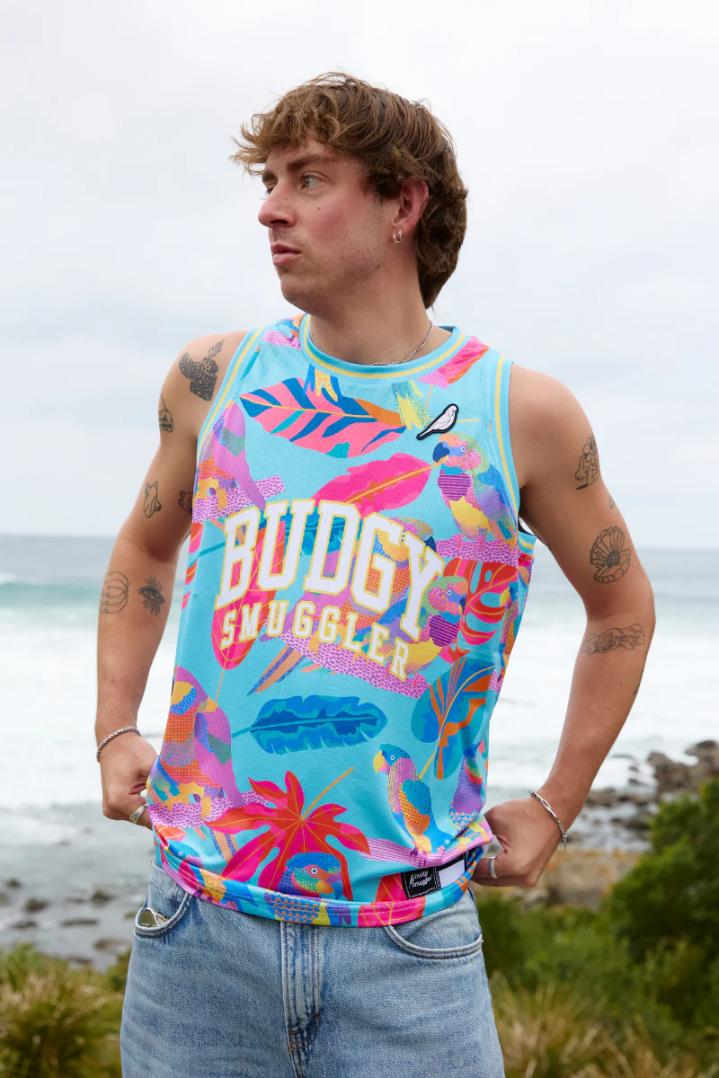Basketball Singlet in Techno Parrots - Image 4