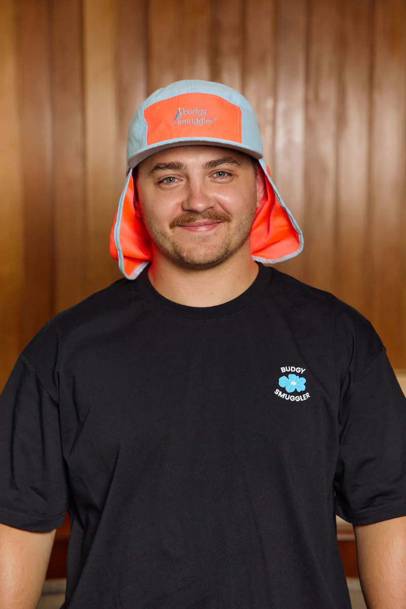Flap hat in Orange and Blue - Image 2