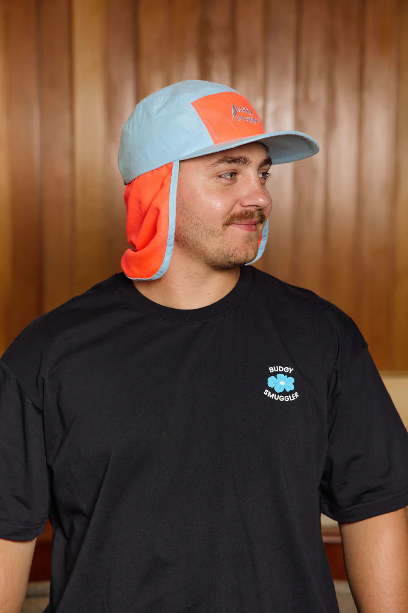 Flap hat in Orange and Blue - Image 4
