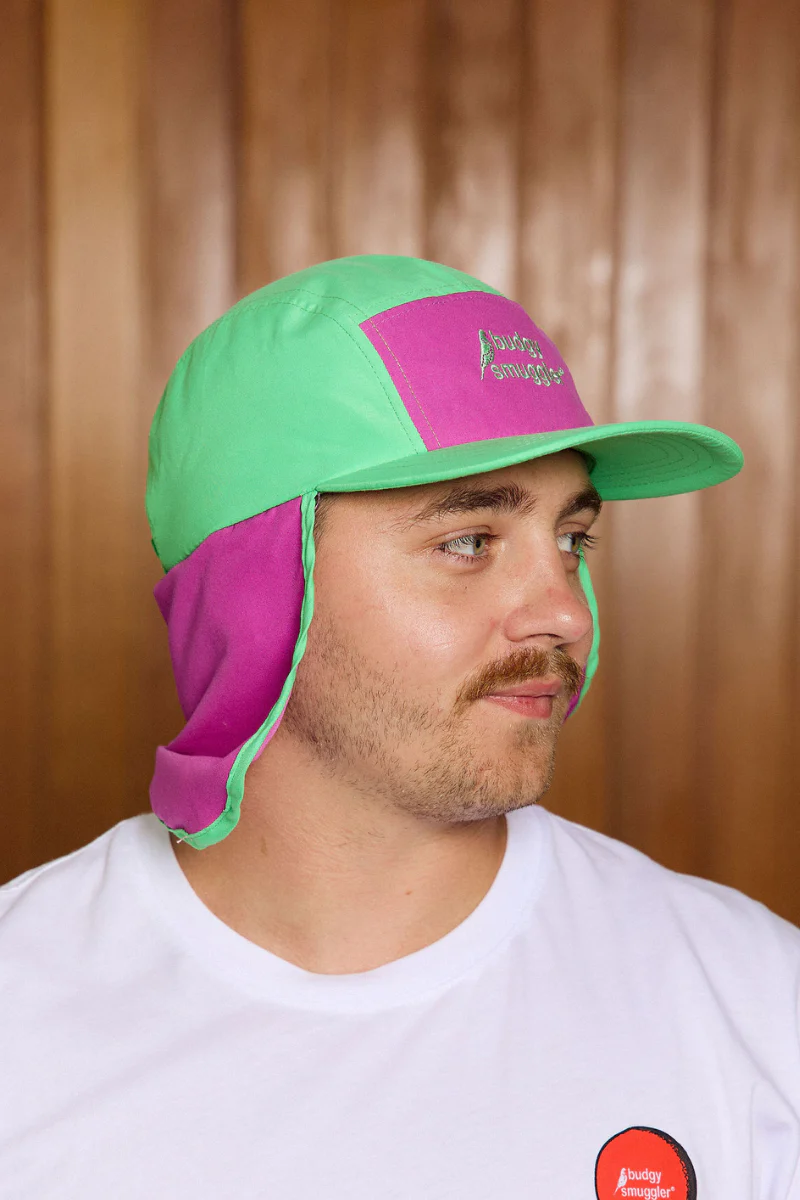 Flap hat in Purple and Green - Image 3