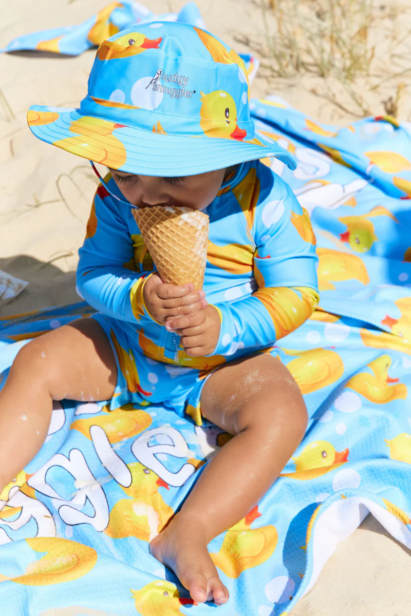 Long Sleeve Kids Onesie in Rubber Ducks UPF 50+ - Image 4