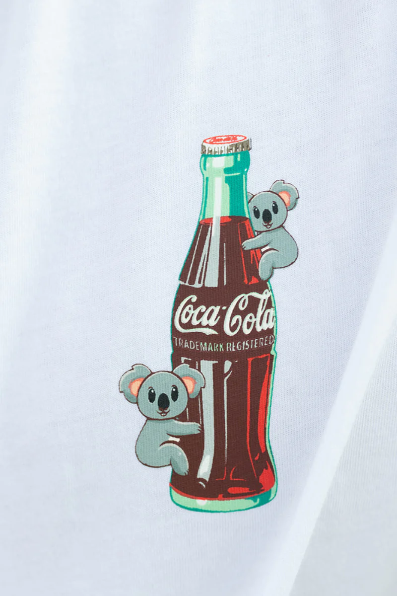 Lightweight White Tee in Coke Koala - Image 2
