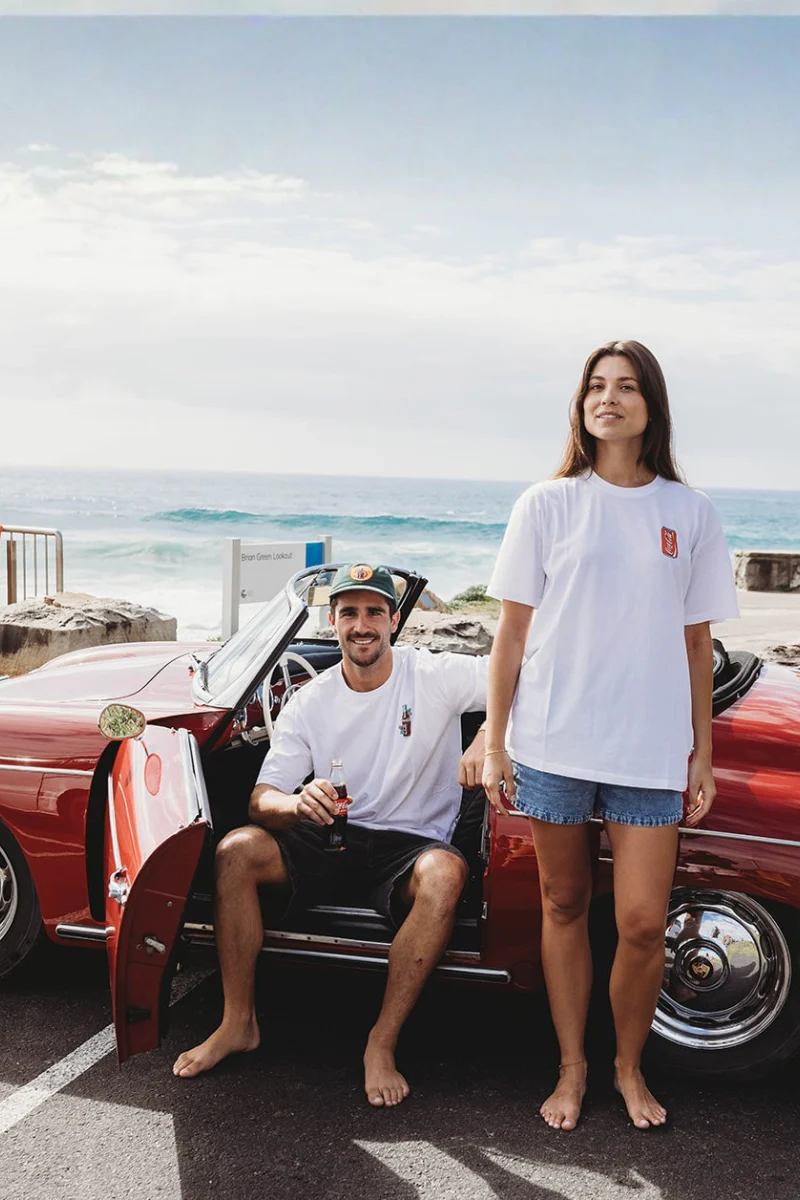 Lightweight White Tee in Coke Rose - Image 2