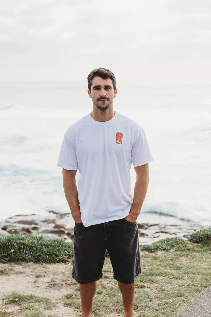 Lightweight White Tee in Coke Rose - Image 3