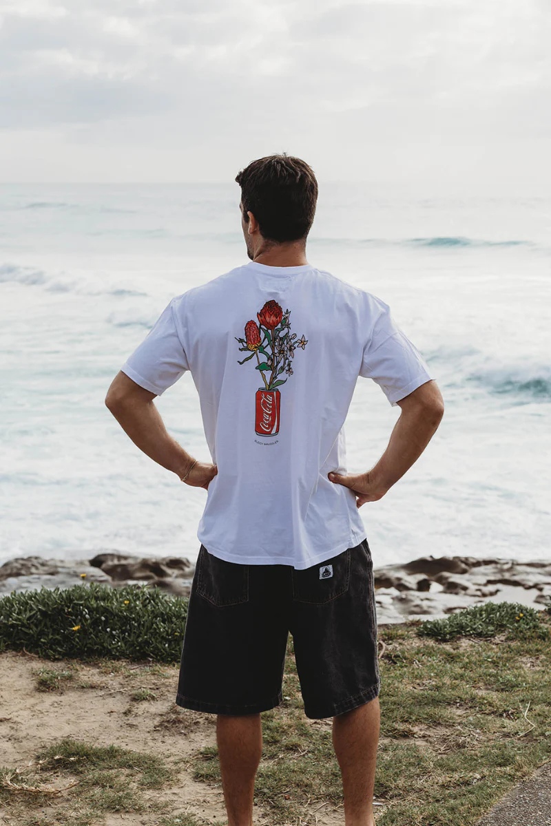 Lightweight White Tee in Coke Rose - Image 4