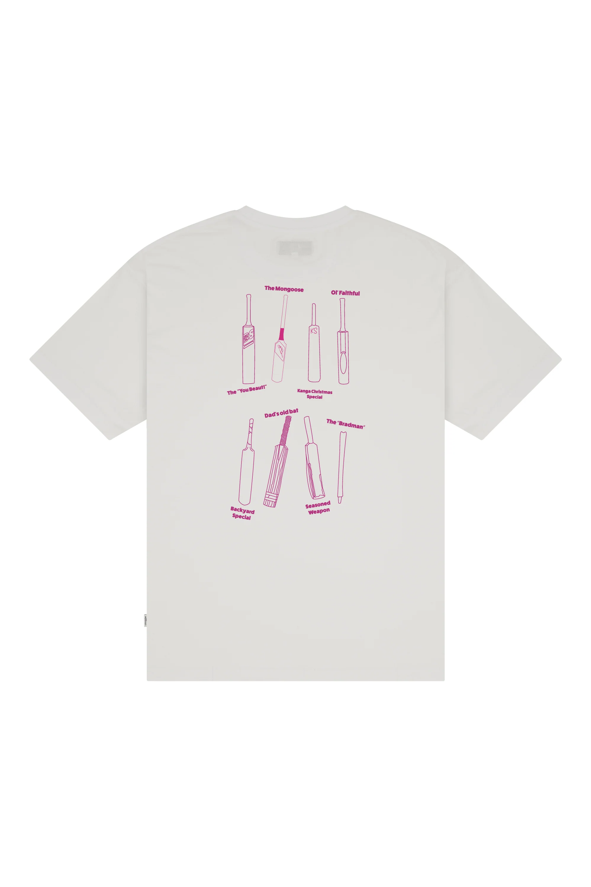 Lightweight White Tee with Pink Cricket Bats - Image 3