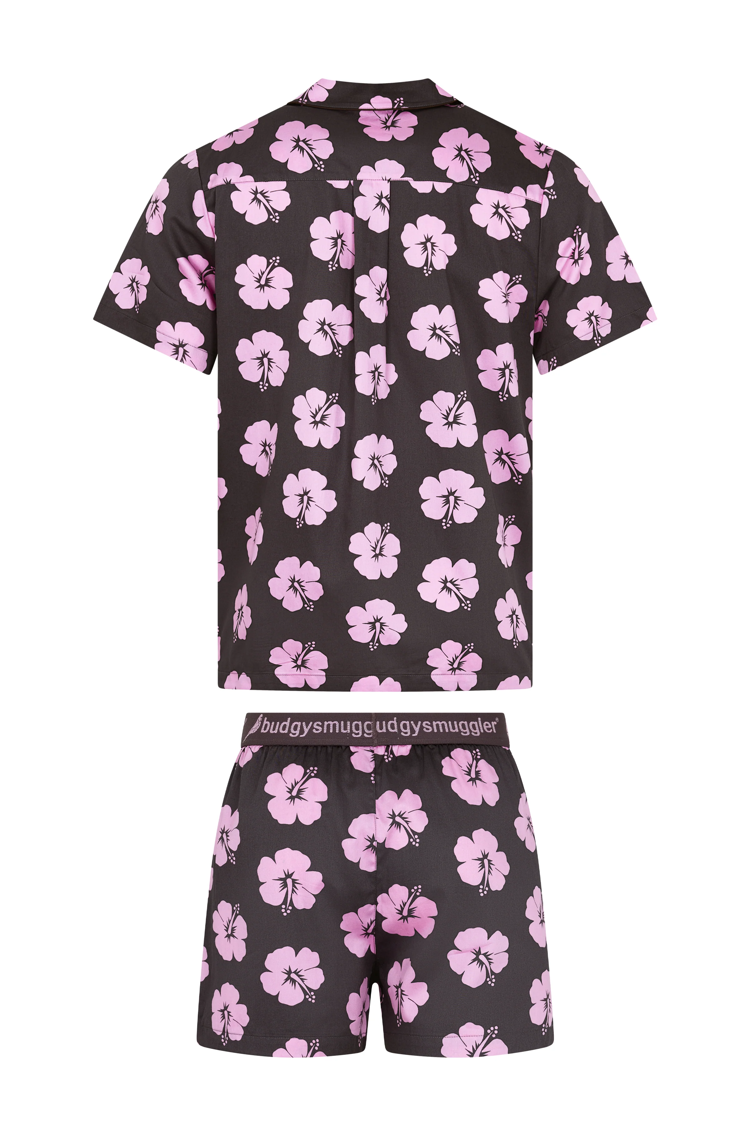 Men's Pyjama Set in Brown and Pink Hibiscus - Image 7