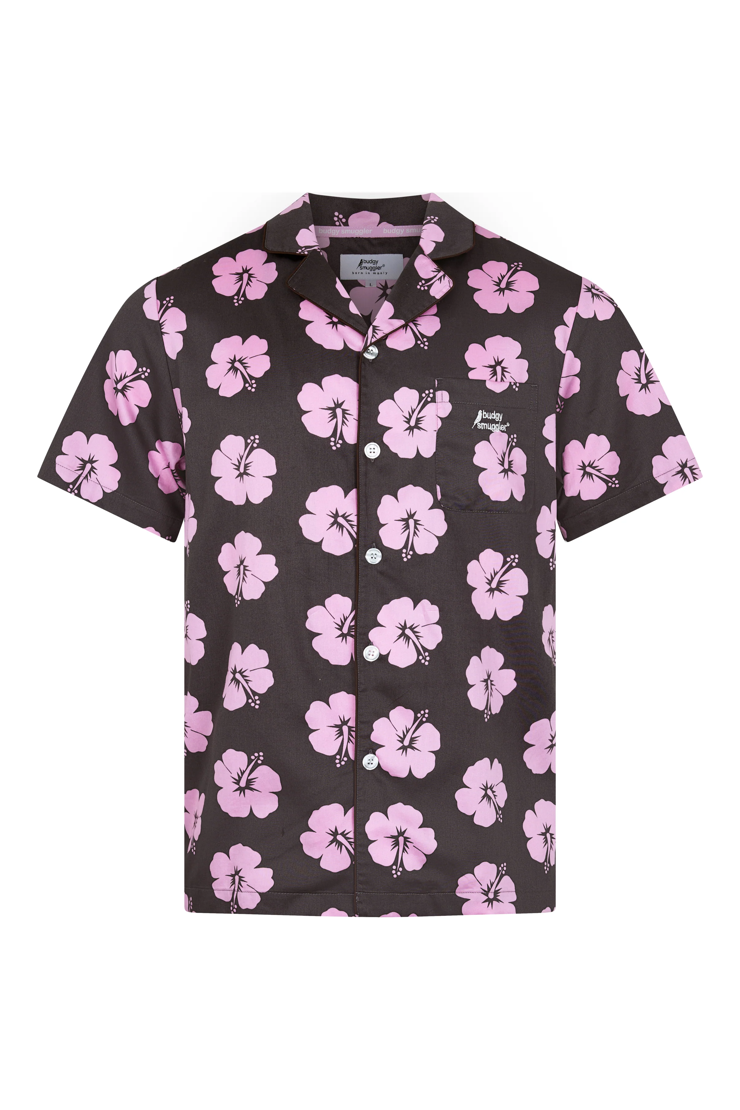 Men's Pyjama Set in Brown and Pink Hibiscus - Image 9