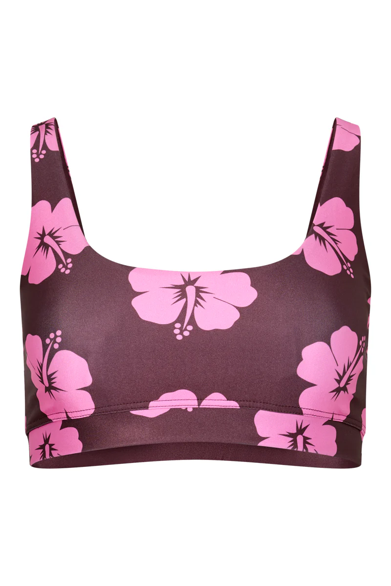 Palm Beach Top in Brown and Pink Hibiscus - Image 4