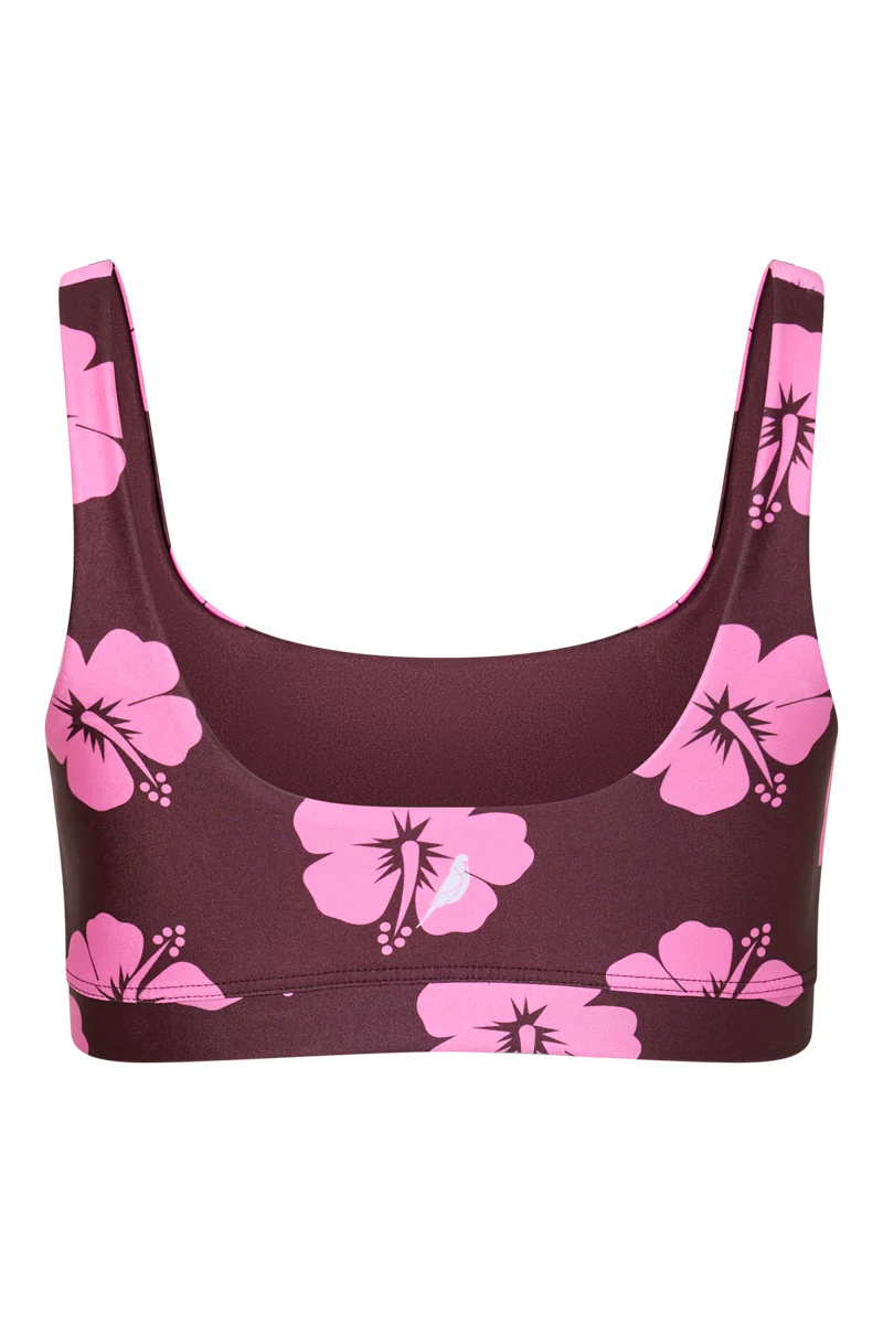 Palm Beach Top in Brown and Pink Hibiscus - Image 5
