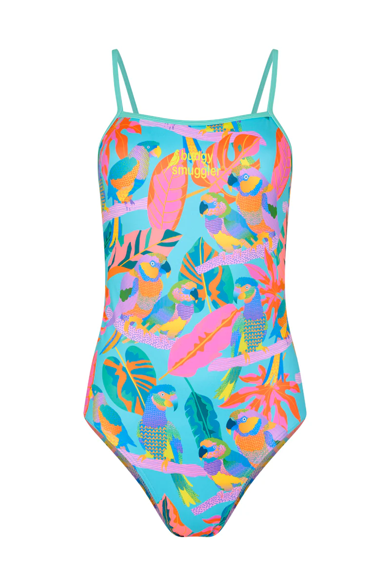 Thin Strap Racer in Techno Parrots - Image 2
