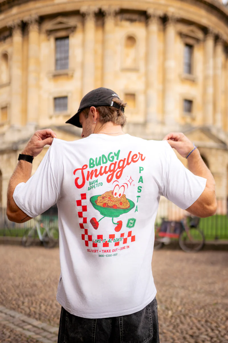 White Tee with Pasta Shop - Image 3