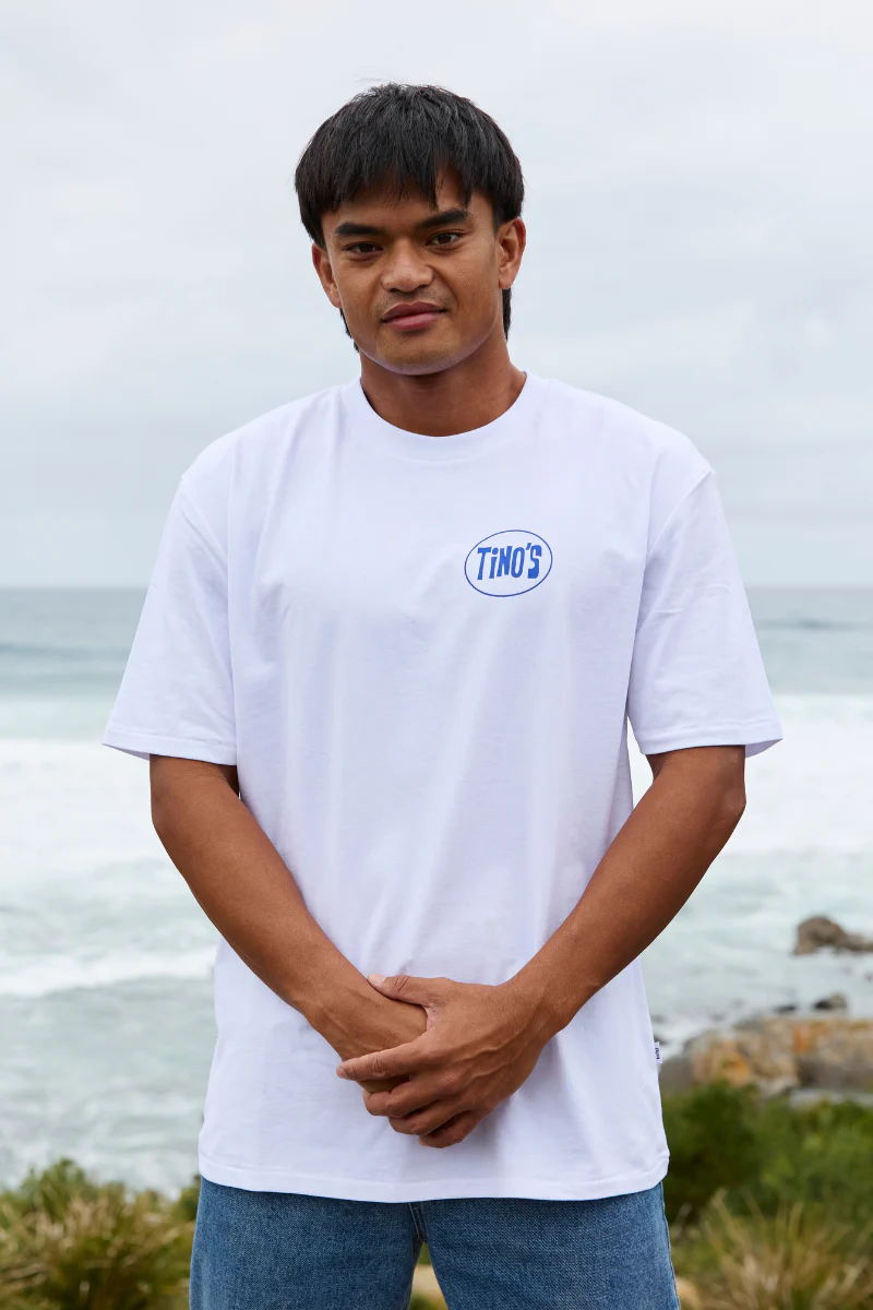 White Tee with Tino Barbershop - Image 4