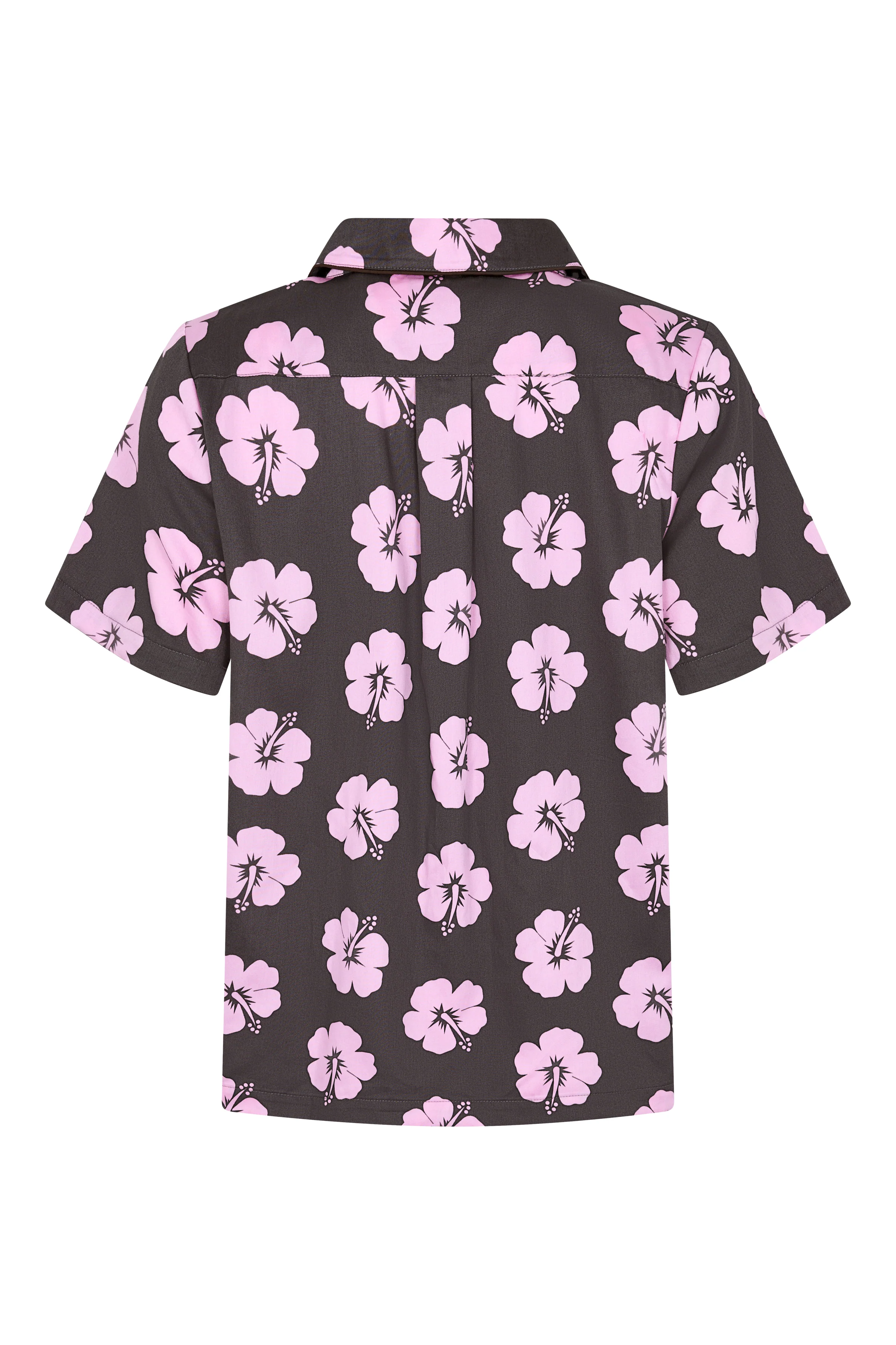 Women's Pyjama Set in Brown and Pink Hibiscus - Image 6